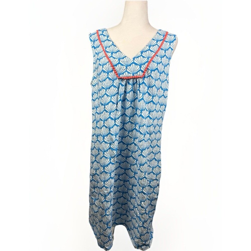 Boden Dress Womens US 8 Green Pink White Polka Dot Sleeveless Cotton Summer